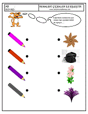 okul öncesi renkler çalışma sayfaları; renkleri eşleştirme çalışmaları